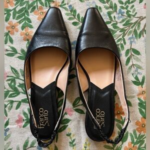 Franco Sarto Briella black leather sling back flats, size 10